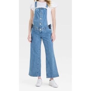 Ingrid & Isabel Maternity Denim Overalls Size 6 Wide Leg Stretch Panel NWT